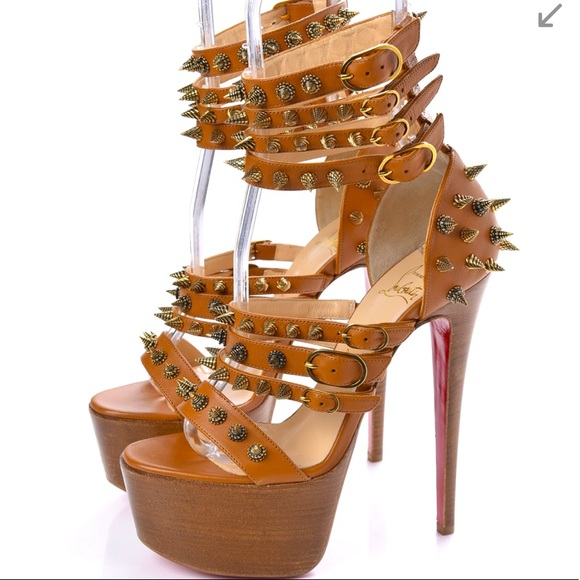Christian Louboutin Shoes - CHRISTIAN LOUBOUTIN 38 BOTTICELLITA PLATFORM SPIKE HEELS  CAMEL/TAN